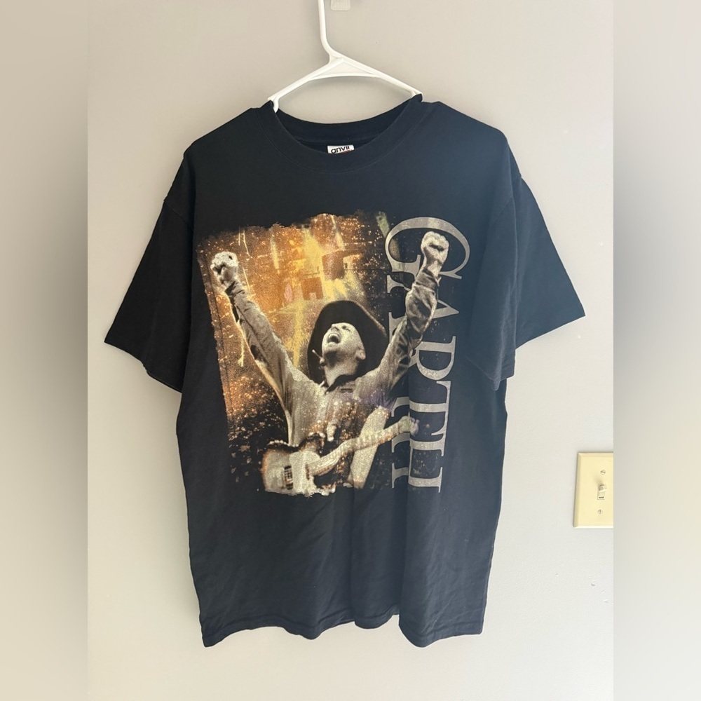 Anvil Black Graphic Short Sleeve T-Shirt with Gold Accent